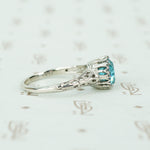 Platinum Filigree Two Carat Blue Zircon Solitaire