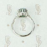 Platinum Filigree Two Carat Blue Zircon Solitaire