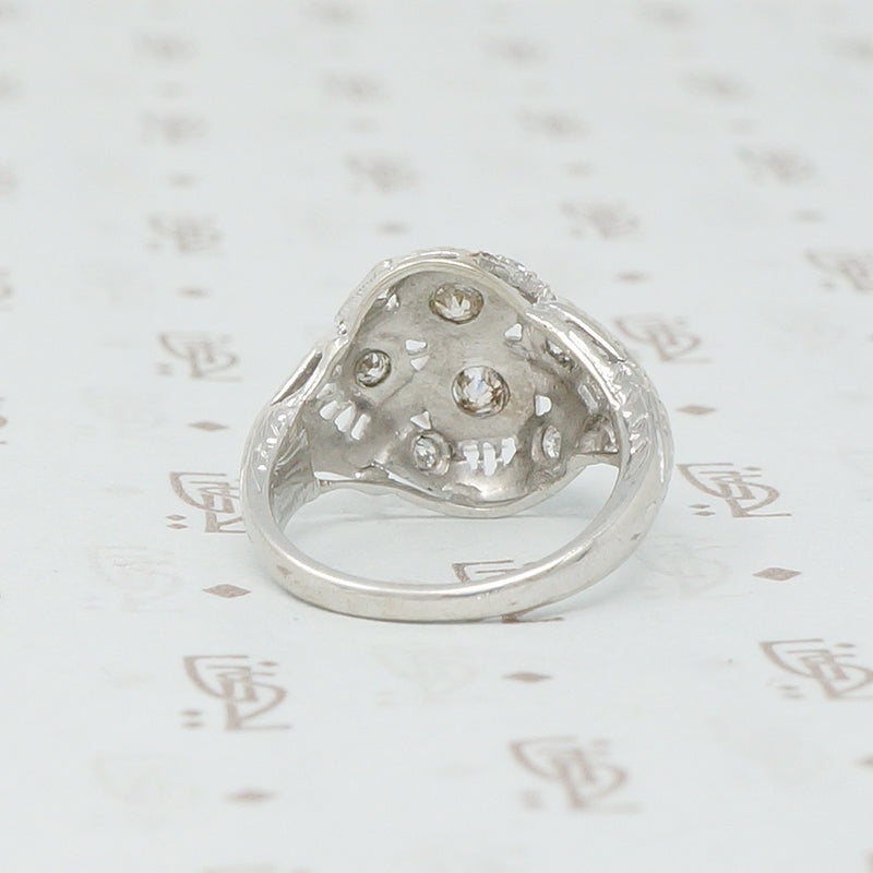 18k white gold oec diamond filigree ring back view