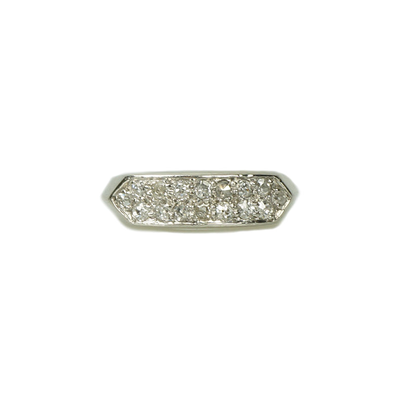 Wide Vintage Platinum Double Row Diamond Band