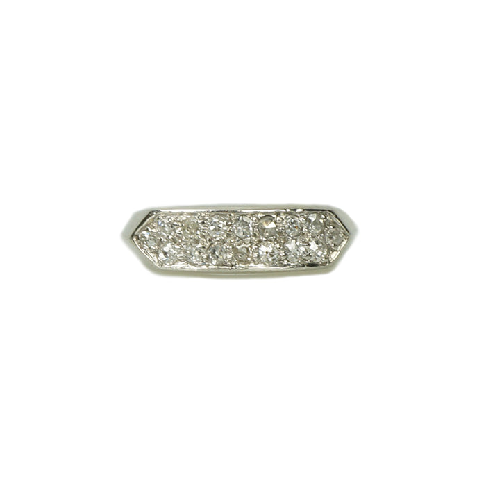 Wide Vintage Platinum Double Row Diamond Band
