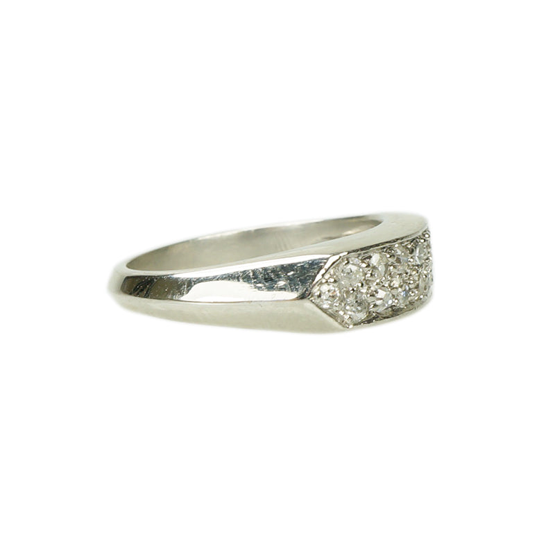 Wide Vintage Platinum Double Row Diamond Band