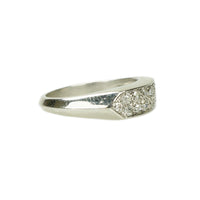 Wide Vintage Platinum Double Row Diamond Band