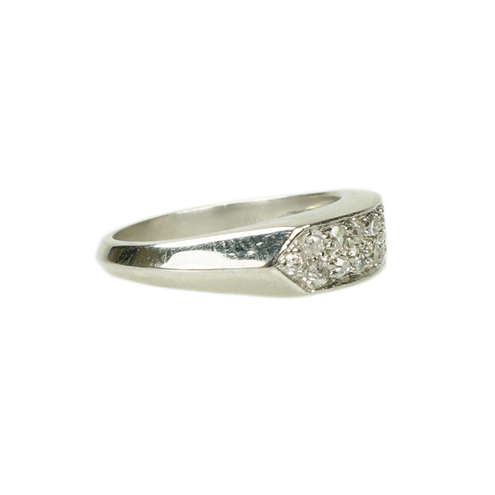 Wide Vintage Platinum Double Row Diamond Band