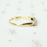 Lovely 2 Tone Gold Double Diamond Band