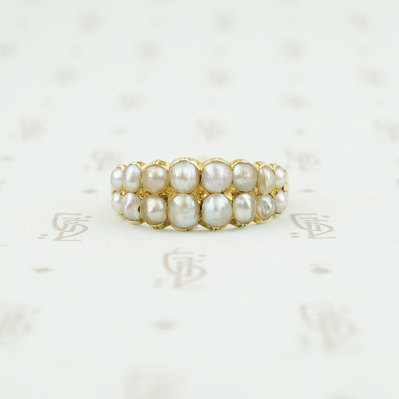 18k georgian 2 row pearl band