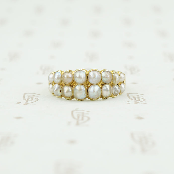 18k georgian 2 row pearl band