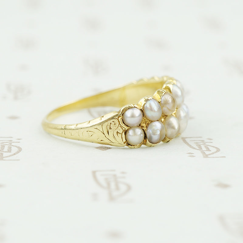 18k georgian 2 row pearl band side