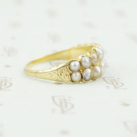 18k georgian 2 row pearl band side