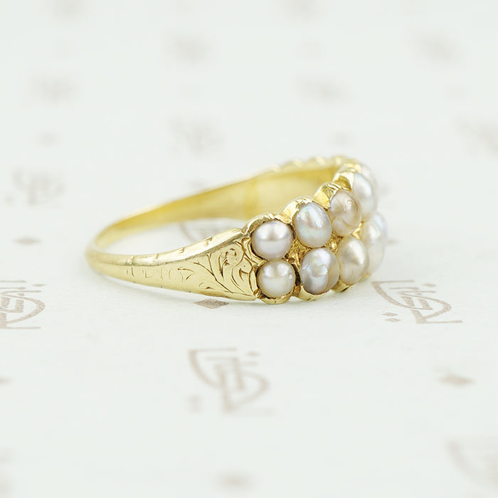 18k georgian 2 row pearl band side