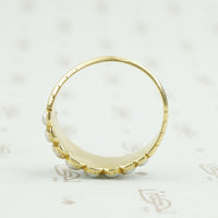 18k georgian 2 row pearl band profile