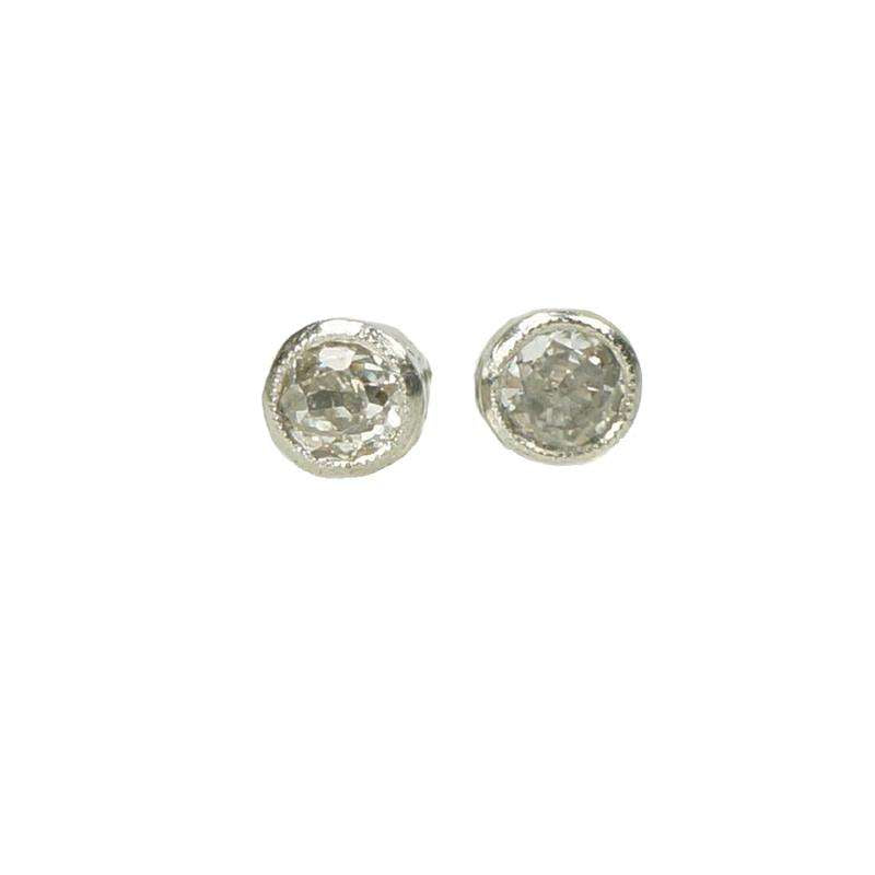 Platinum Bezel set OMC Diamond Stud Earrings