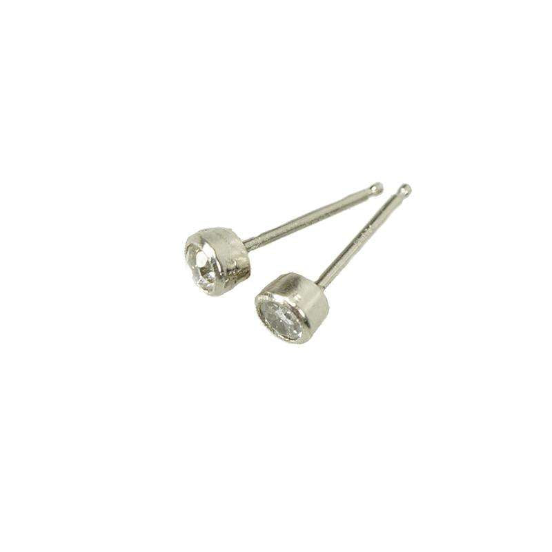 Platinum Bezel set OMC Diamond Stud Earrings