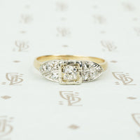 vintage 1940's 2 tone gold and diamond engagement ring