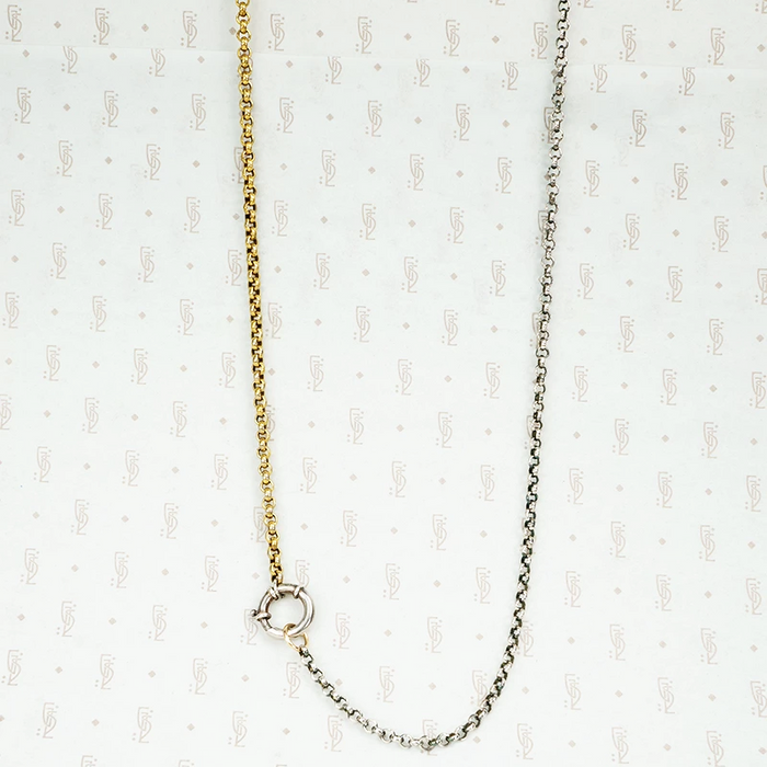 long 2 tone chain with big charm ring