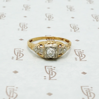 1930's art deco diamond 2 tone engagement ring