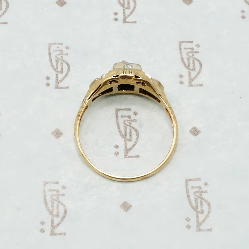 vintage 1930's 2 tone gold engagement ring side view