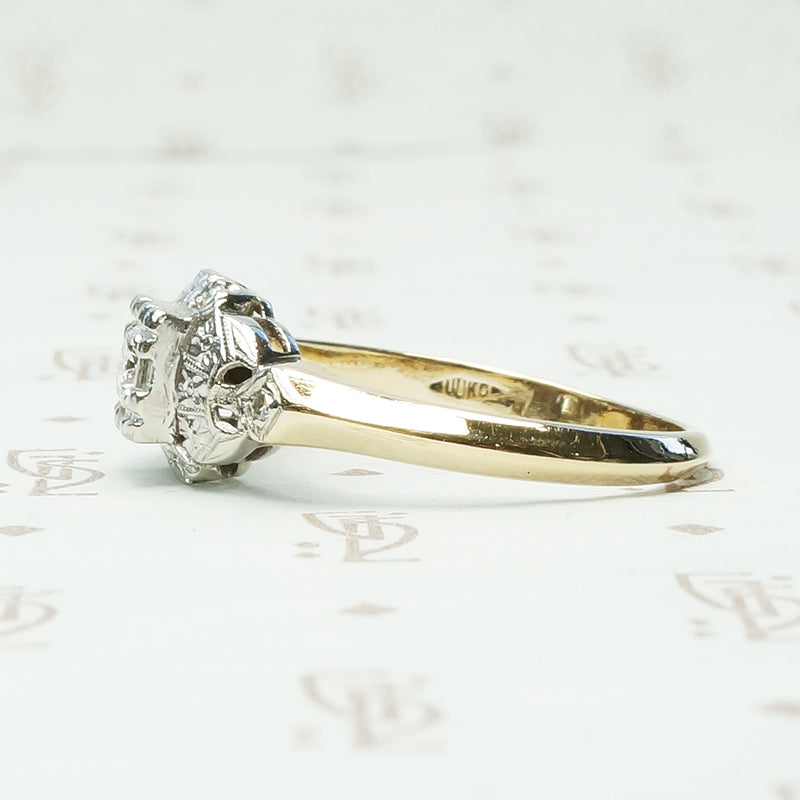 1930's 2 tone Beauty Engagement Ring