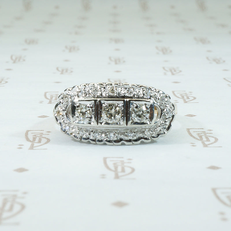 2 tone 14k gold fancy diamond ring circa 1930