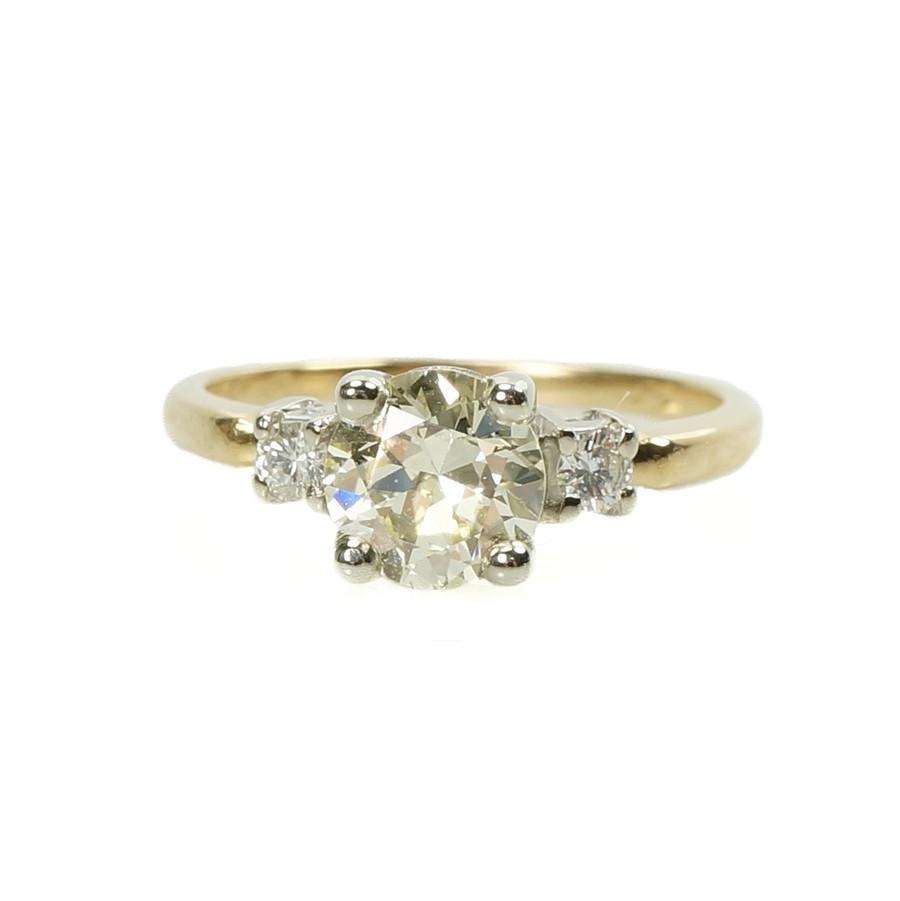 Vintage Pale Yellow Diamond Engagement Ring