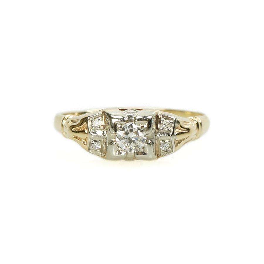 Vintage 1940's Yellow Gold and Diamond Engagement Ring