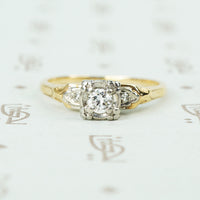 1940's 2 tone gold engagement ring