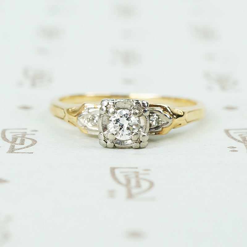 1940's 2 tone gold engagement ring