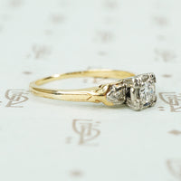 1940's 2 tone gold engagement ring side view