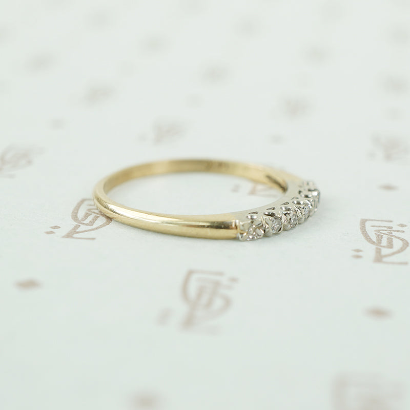 detail shot 2 tone gold and diamond band 1940's