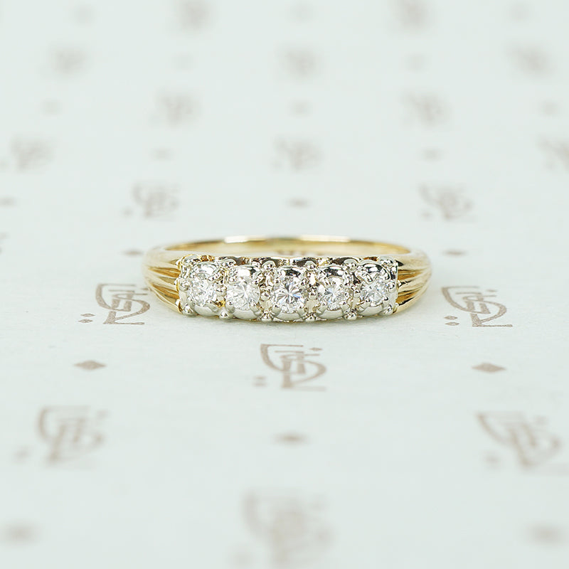 2tone 14k gold diamond band circa 1940