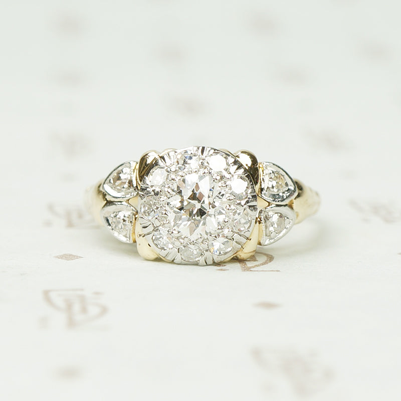 Vintage 1930's 2 Tone Gold Engagement Ring