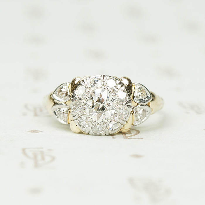 Vintage 1930's 2 Tone Gold Engagement Ring