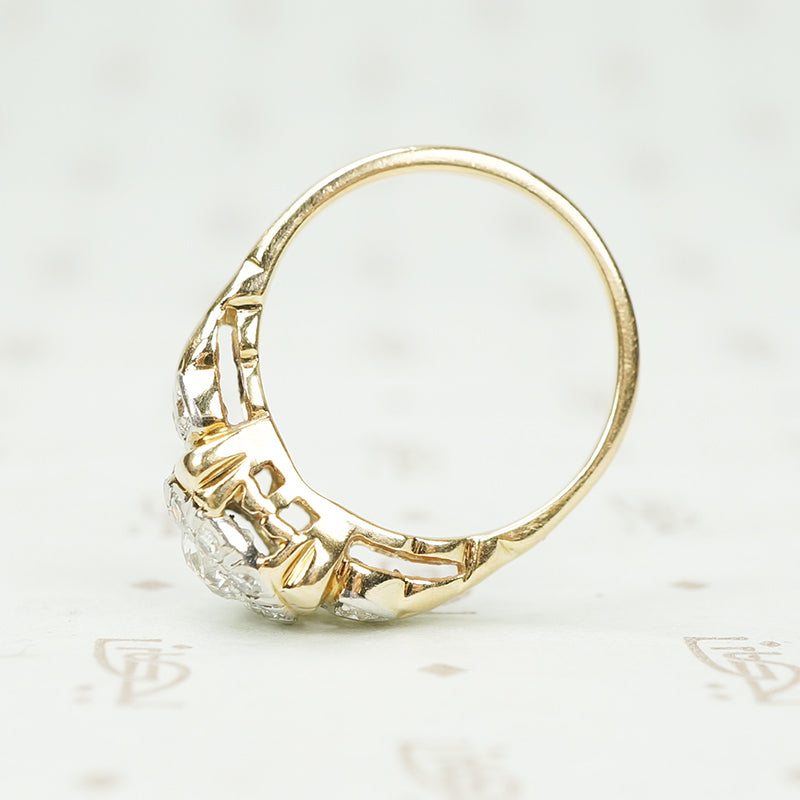 Vintage 1930's 2 Tone Gold Engagement Ring