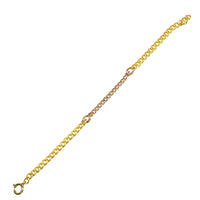 Rose and Yellow Gold Recycled Curb Link Bracelet - Gem Set Love