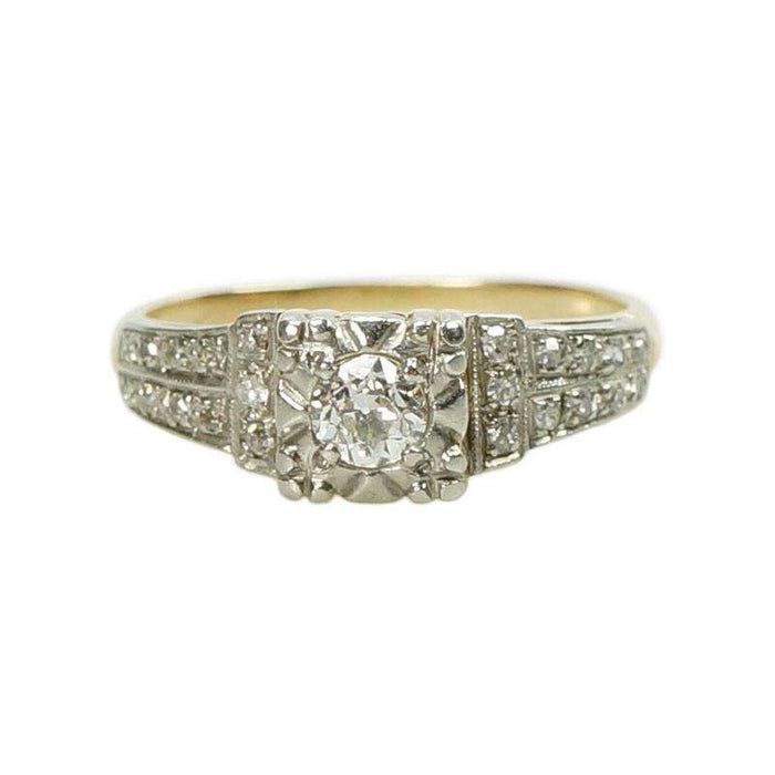 Beautiful 1940's Engagement Ring with Pavé Diamond details