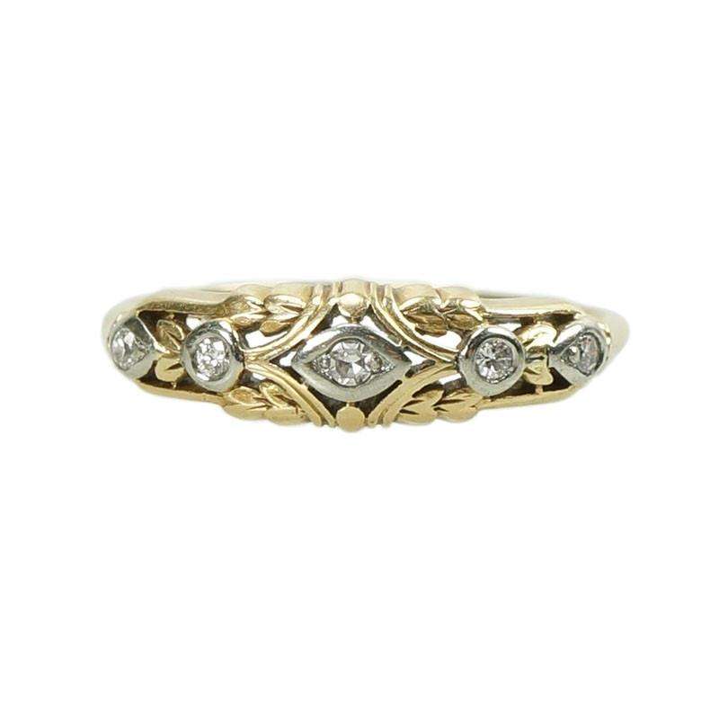 Beautifully detailed 2 tone Gold and Diamond Band