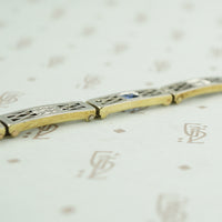 1920's diamond and sapphire filigree bracelet side view