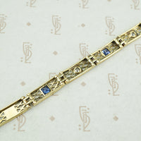 1920's diamond and sapphire filigree bracelet detail of back