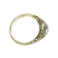 Art Deco Filigree Engagement Ring set with an Old Euro