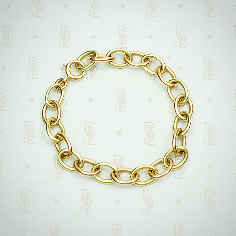 Luxurious Link Bracelet in Pink and Green Gold