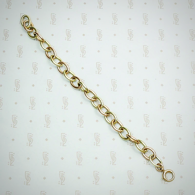 Luxurious Link Bracelet in Pink and Green Gold