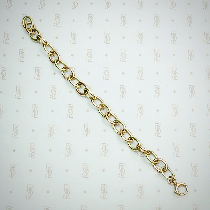Luxurious Link Bracelet in Pink and Green Gold