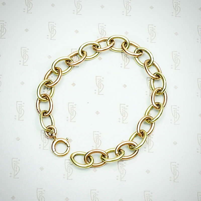 Luxurious Link Bracelet in Pink and Green Gold