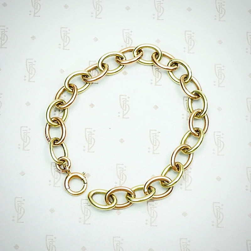 Luxurious Link Bracelet in Pink and Green Gold