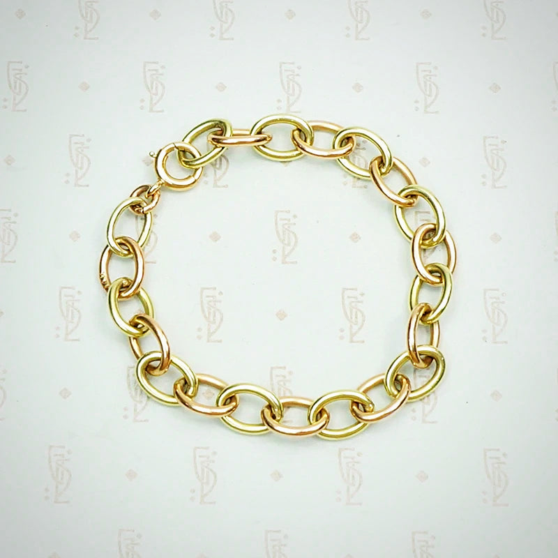Luxurious Link Bracelet in Pink and Green Gold