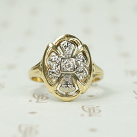 Vintage 2 Tone Gold and Diamond Ring