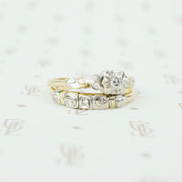 2 tone 14k gold 1940's diamond wedding set