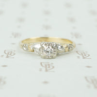 2 tone 14k gold 1940's diamond wedding set