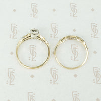 2 tone 14k gold 1940's diamond wedding set