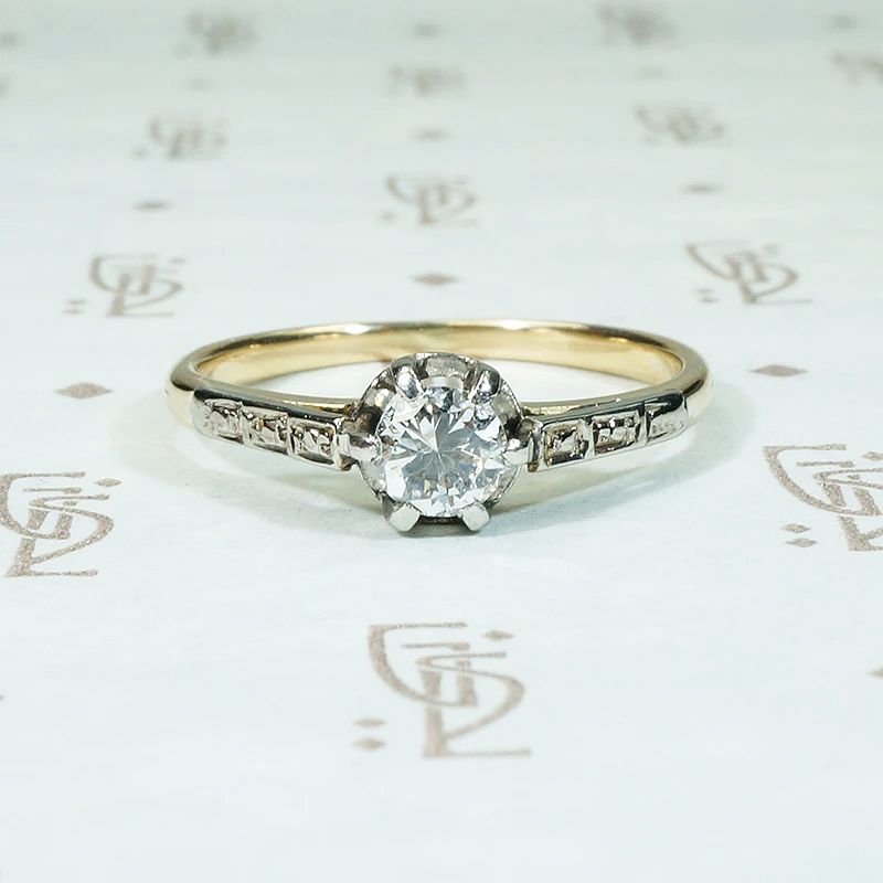 Pretty Low Profile Diamond Solitaire Engagement Ring